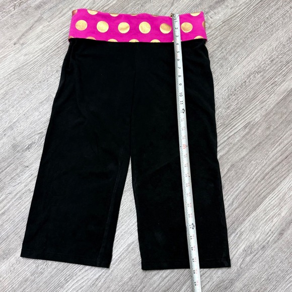 Victorias Secret PINK Y2K Yoga Crop Pants Fold Over Pink Gold Polka Dot Bling LG - Picture 6 of 10